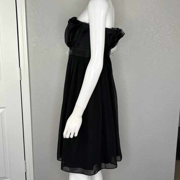 WHBM Mini Dress Babydoll Strapless Cocktail Black Whimsygoth Size 6 - Picture 3 of 7